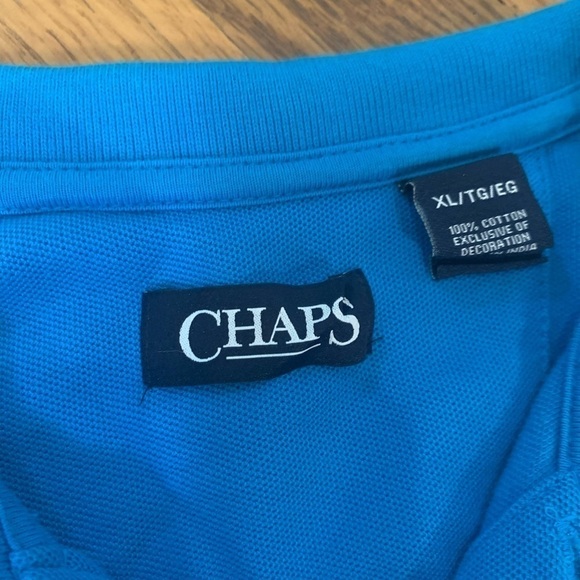 CHAPS Polo Men’s Size XL Short Sleeve 1/4 Button Blue 100% Cotton - Picture 5 of 9